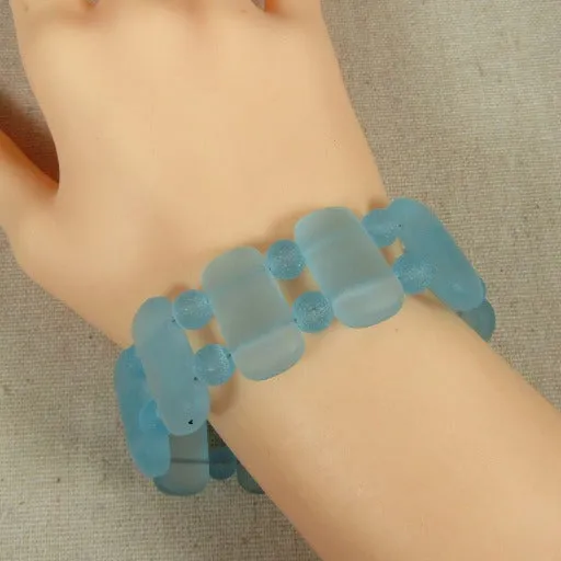 Aqua Sea Glass Cuff Bracelet