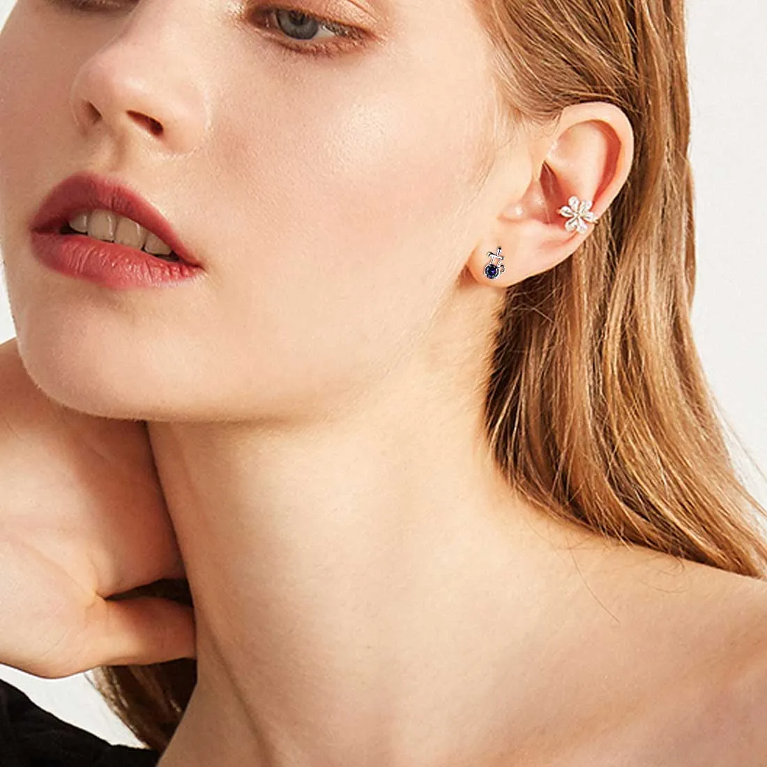 Aquarius Stud Earrings Women Girls Constellation Jewelry Mystic Topaz Sterling Silver