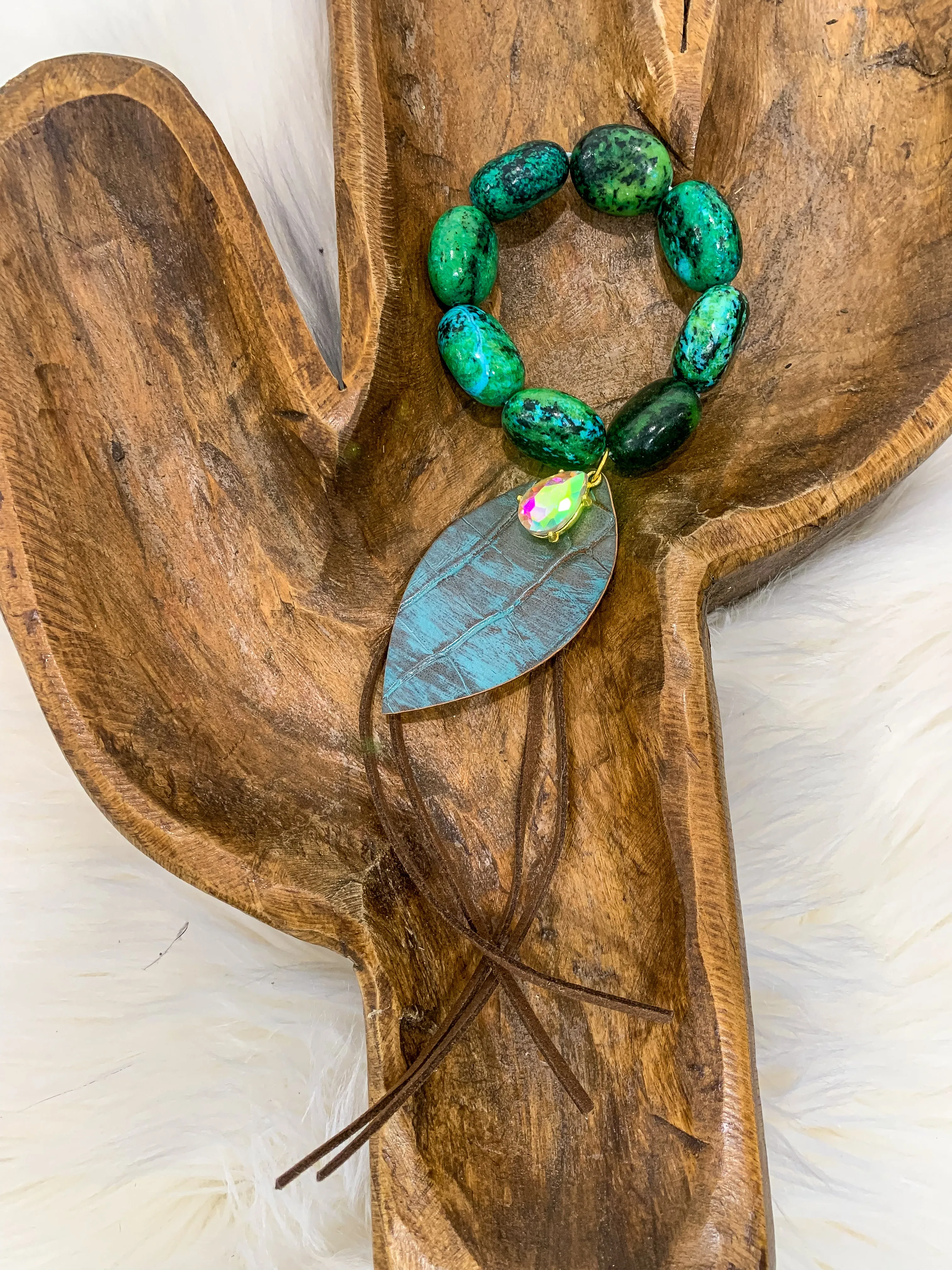 Ashland Green Stone Fringe Bracelet