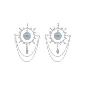 Aurora Sun Sterling Silver Rainbow Moonstone Earrings
