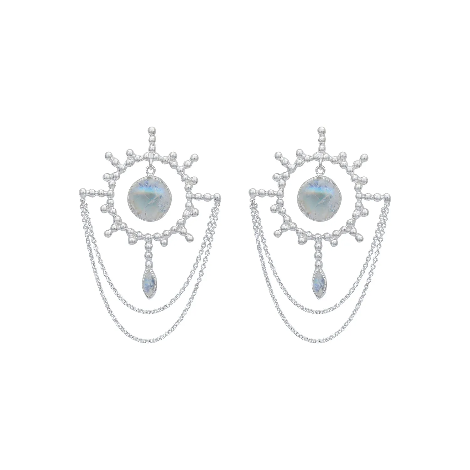 Aurora Sun Sterling Silver Rainbow Moonstone Earrings