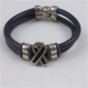 Awareness Purple Leather Bracelet Woman