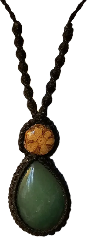 Ayahuasca vine and green jade macrame necklace