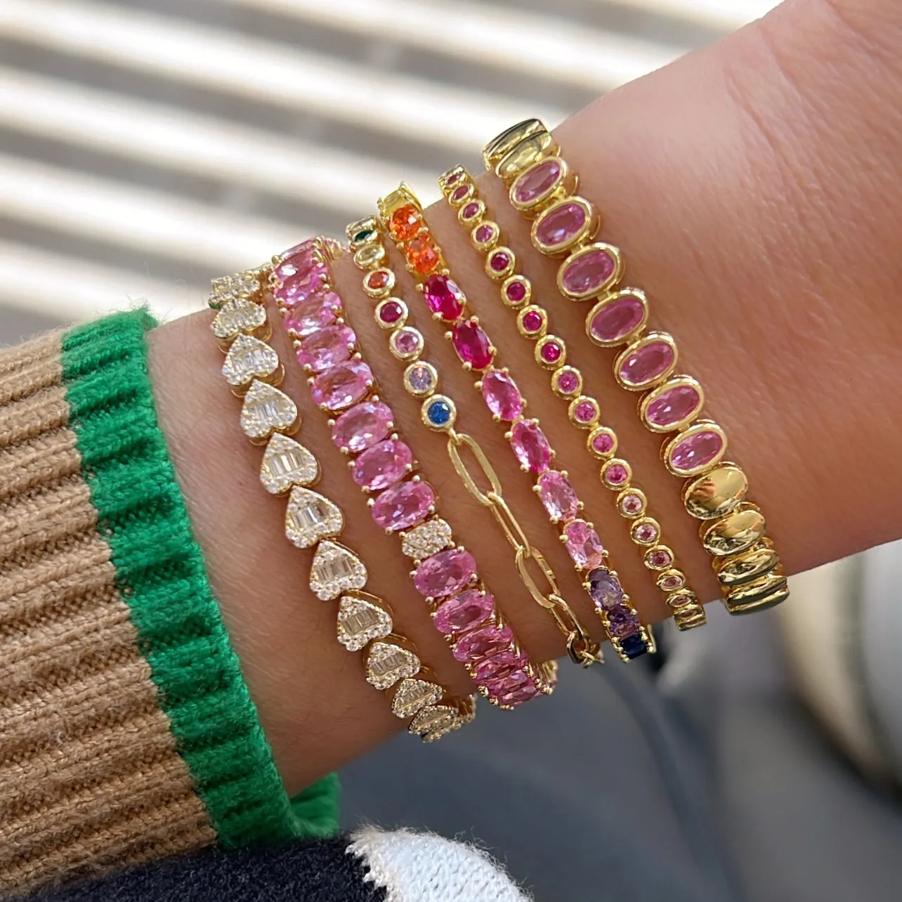 Baguette Small Heart Tennis Bracelet