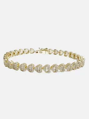 Baguette Small Heart Tennis Bracelet