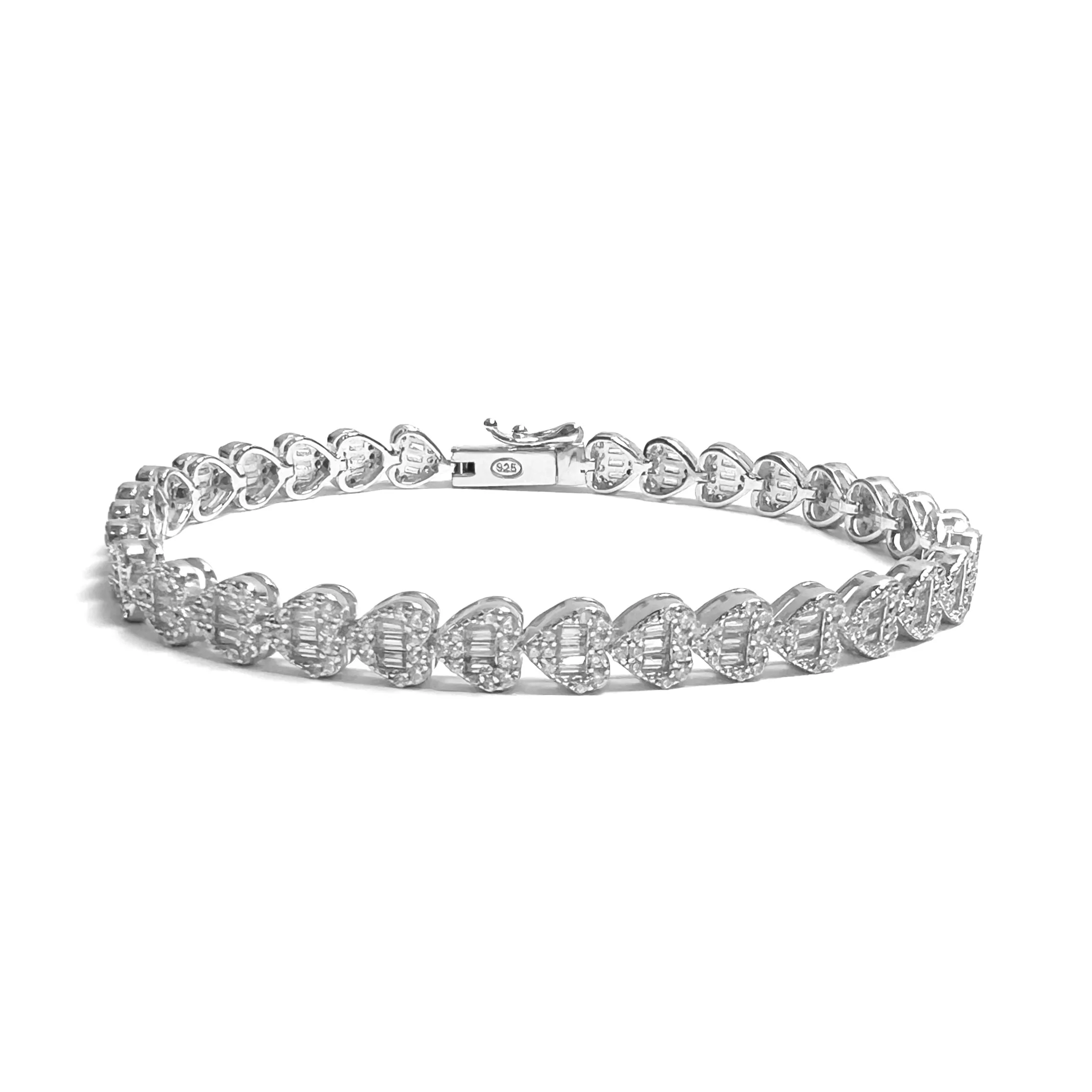 Baguette Small Heart Tennis Bracelet