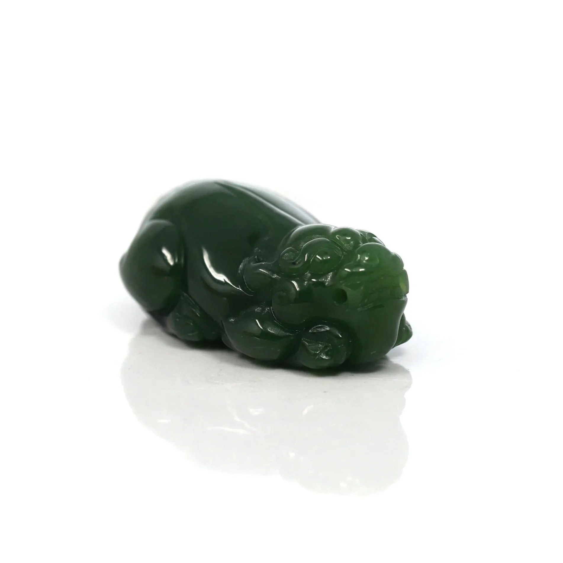 Baikalla™ Pi Xiu Genuine Green Nephrite Jade PiXiu Pendant Necklace (FengShui Lucky)