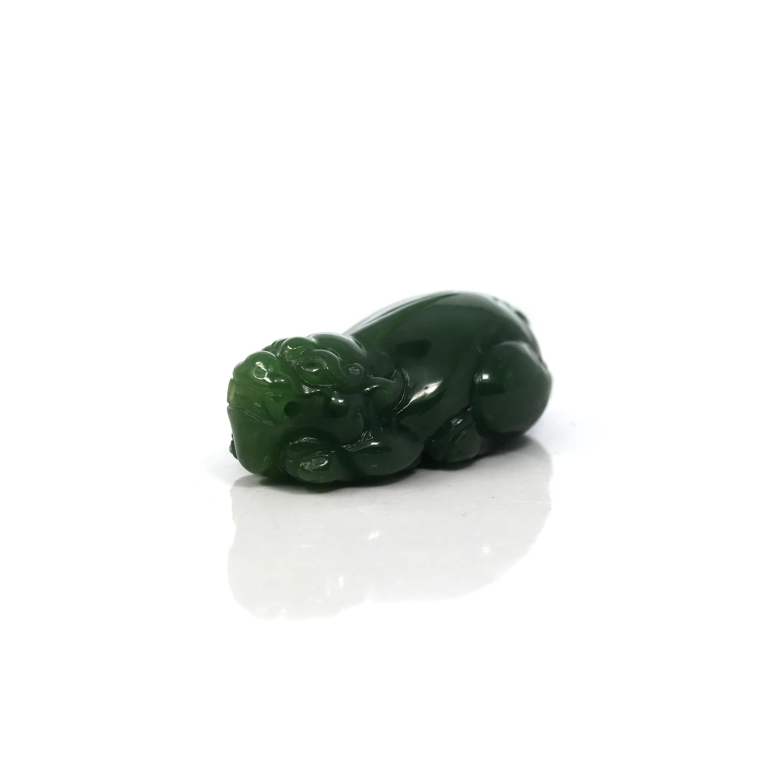 Baikalla™ Pi Xiu Genuine Green Nephrite Jade PiXiu Pendant Necklace (FengShui Lucky)