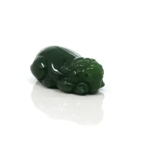 Baikalla™ Pi Xiu Genuine Green Nephrite Jade PiXiu Pendant Necklace (FengShui Lucky)