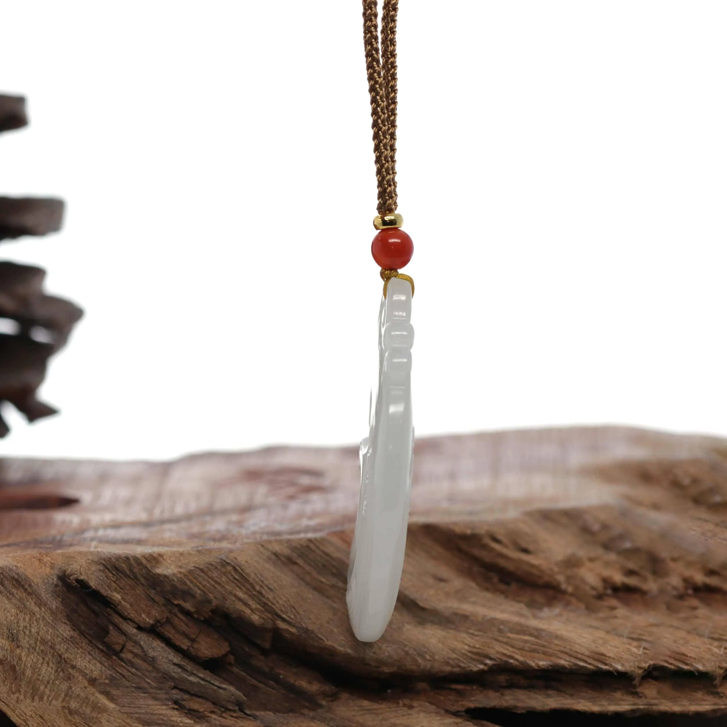Baikalla™ "Classic Dragon & Phoenix" Genuine HeTian White Nephrite Jade LongFeng Pendant Necklace
