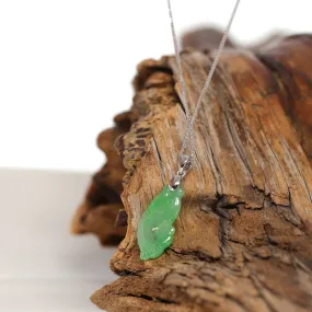Baikalla "Prosperity Every Year (年年有鱼)" Lucky Fish Carving Pendant Necklace Natural Jadeite Jade JG163