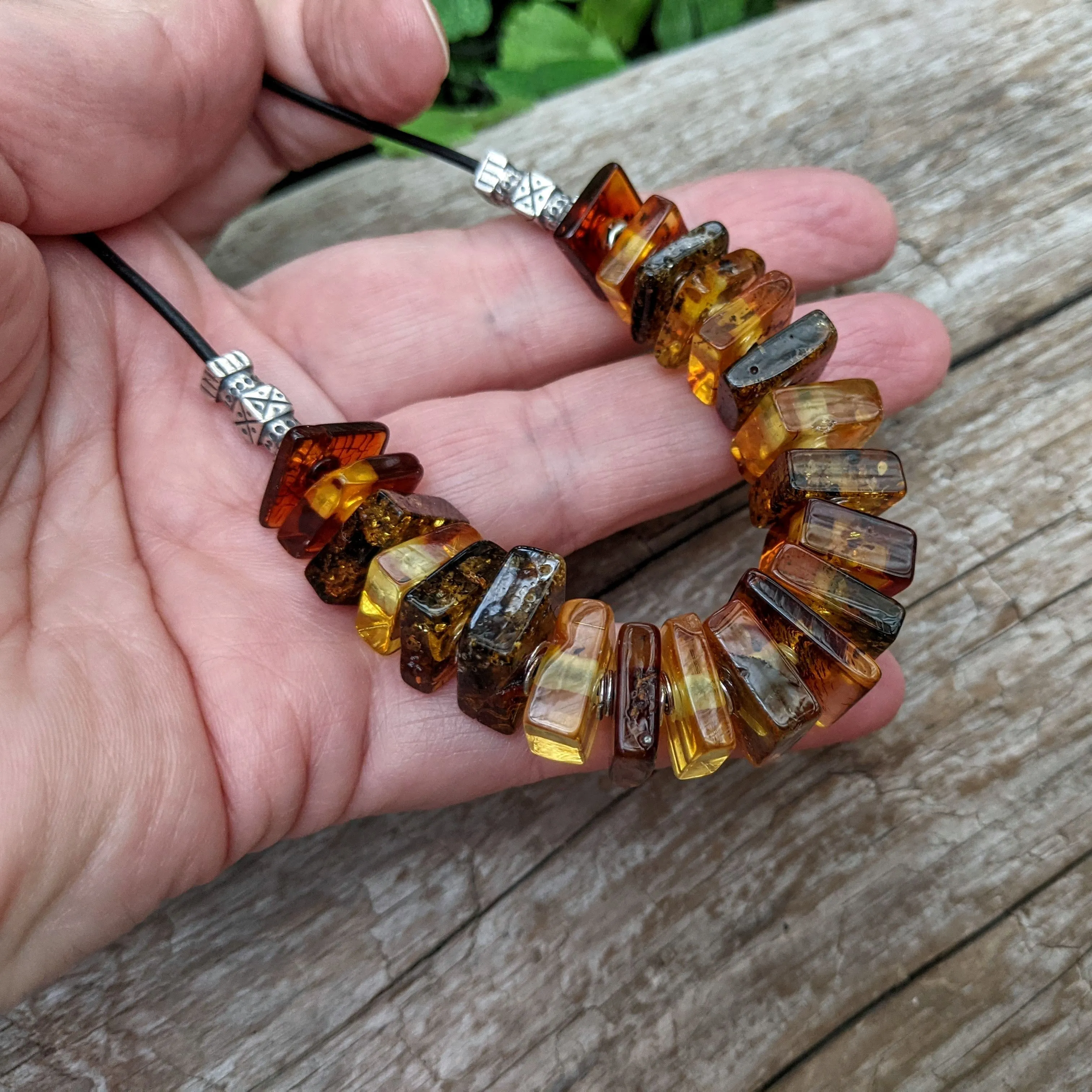 Baltic Amber Leather Necklace