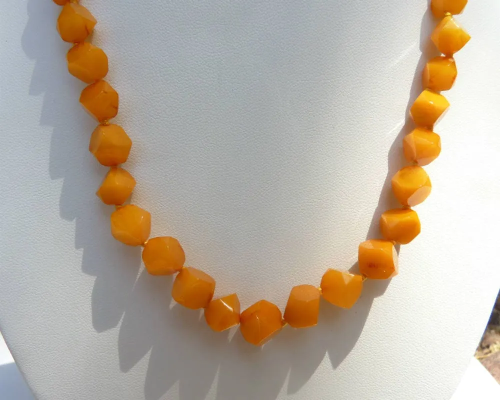 Baltic Amber Necklace Antique Butterscotch Faceted Beads Yolk 18" 11.1 gram