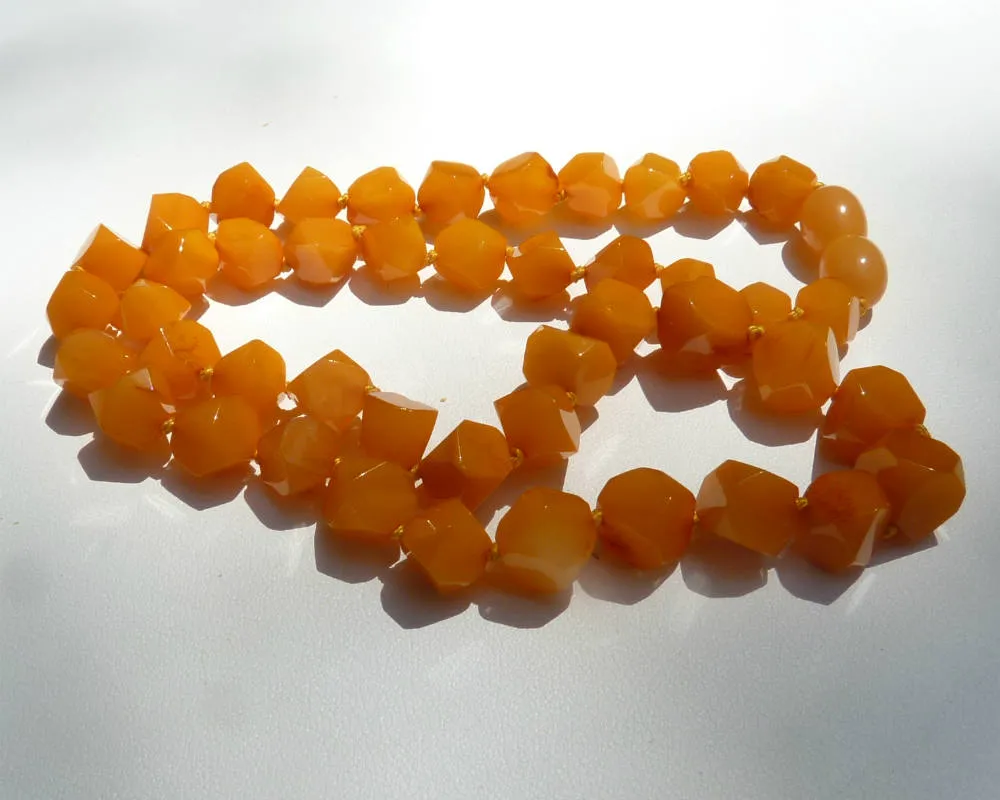 Baltic Amber Necklace Antique Butterscotch Faceted Beads Yolk 18" 11.1 gram