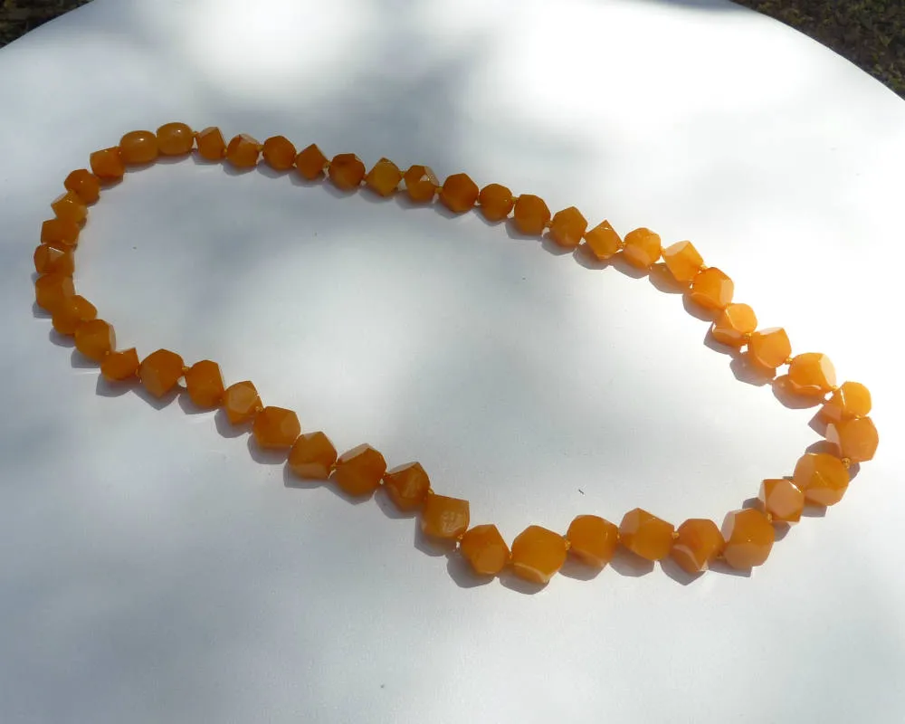 Baltic Amber Necklace Antique Butterscotch Faceted Beads Yolk 18" 11.1 gram