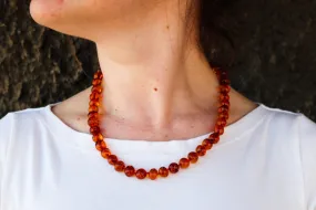 Baltic Amber Necklace Cognac Ball Beads Natural Jewelry 20.5" 28.1 gram