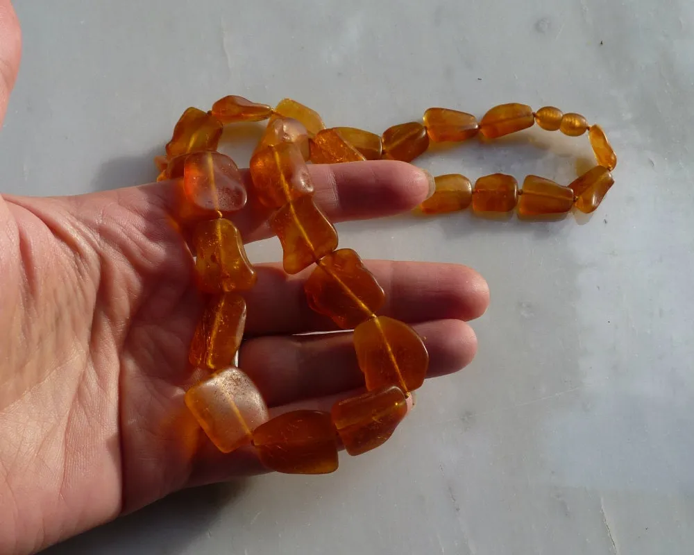 Baltic Amber Necklace Raw Unpolished Honey Beads Natural Untreated 21″ 24.3 gram
