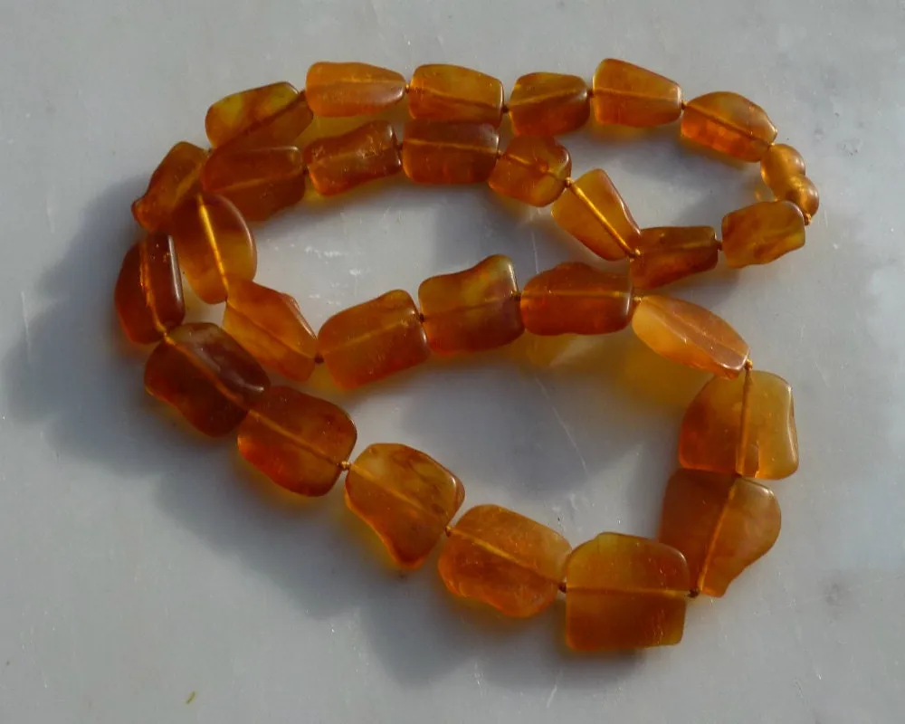Baltic Amber Necklace Raw Unpolished Honey Beads Natural Untreated 21″ 24.3 gram