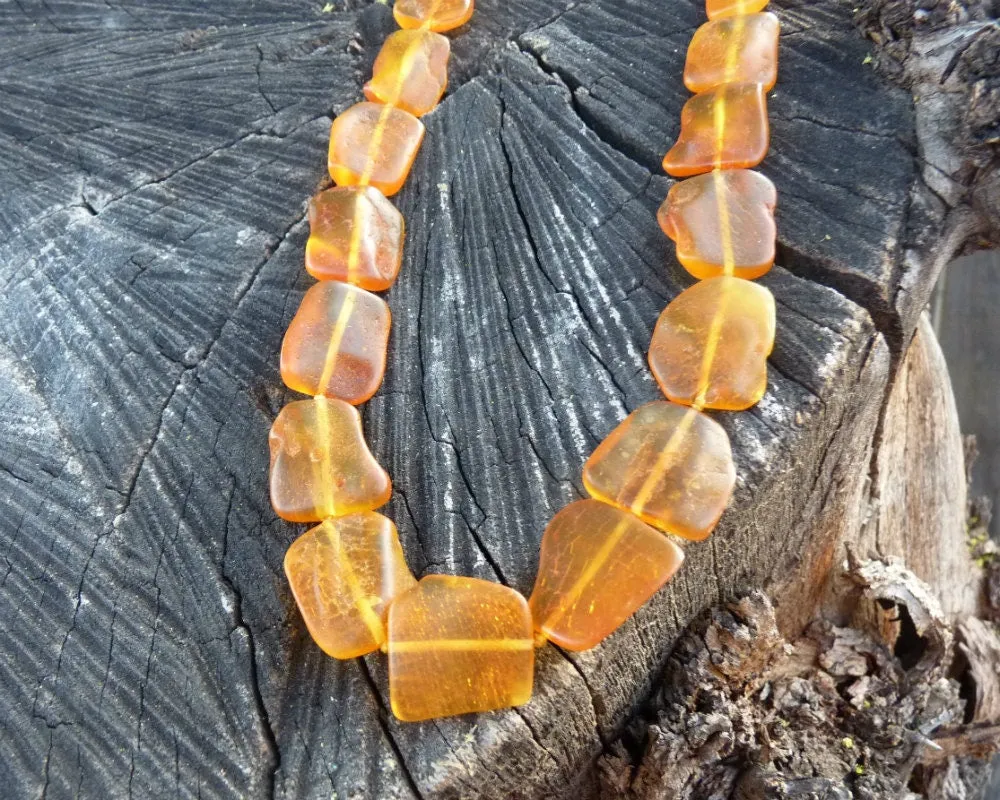 Baltic Amber Necklace Raw Unpolished Honey Beads Natural Untreated 21″ 24.3 gram
