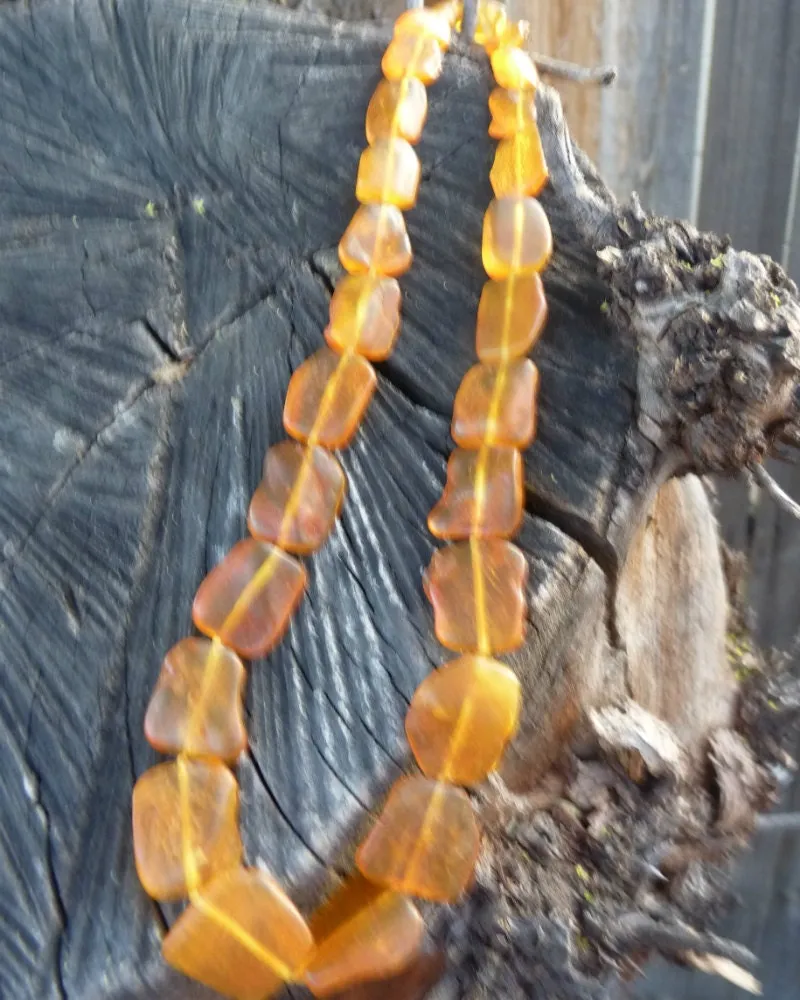 Baltic Amber Necklace Raw Unpolished Honey Beads Natural Untreated 21″ 24.3 gram