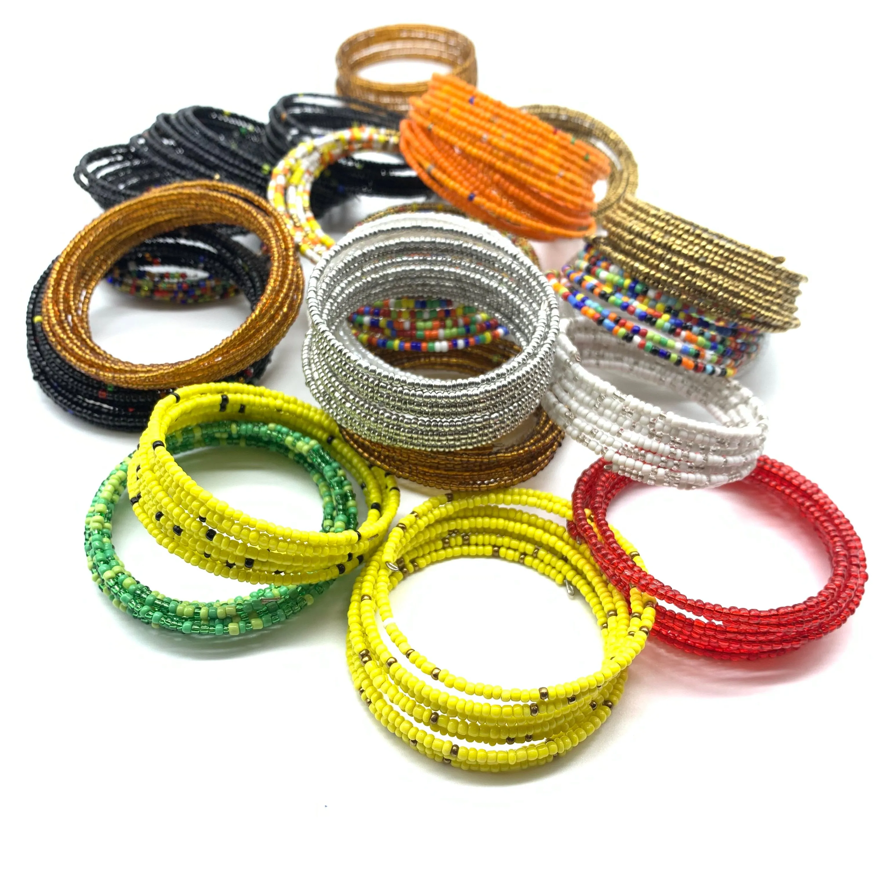 Beaded Coil Bracelet-Orange 2