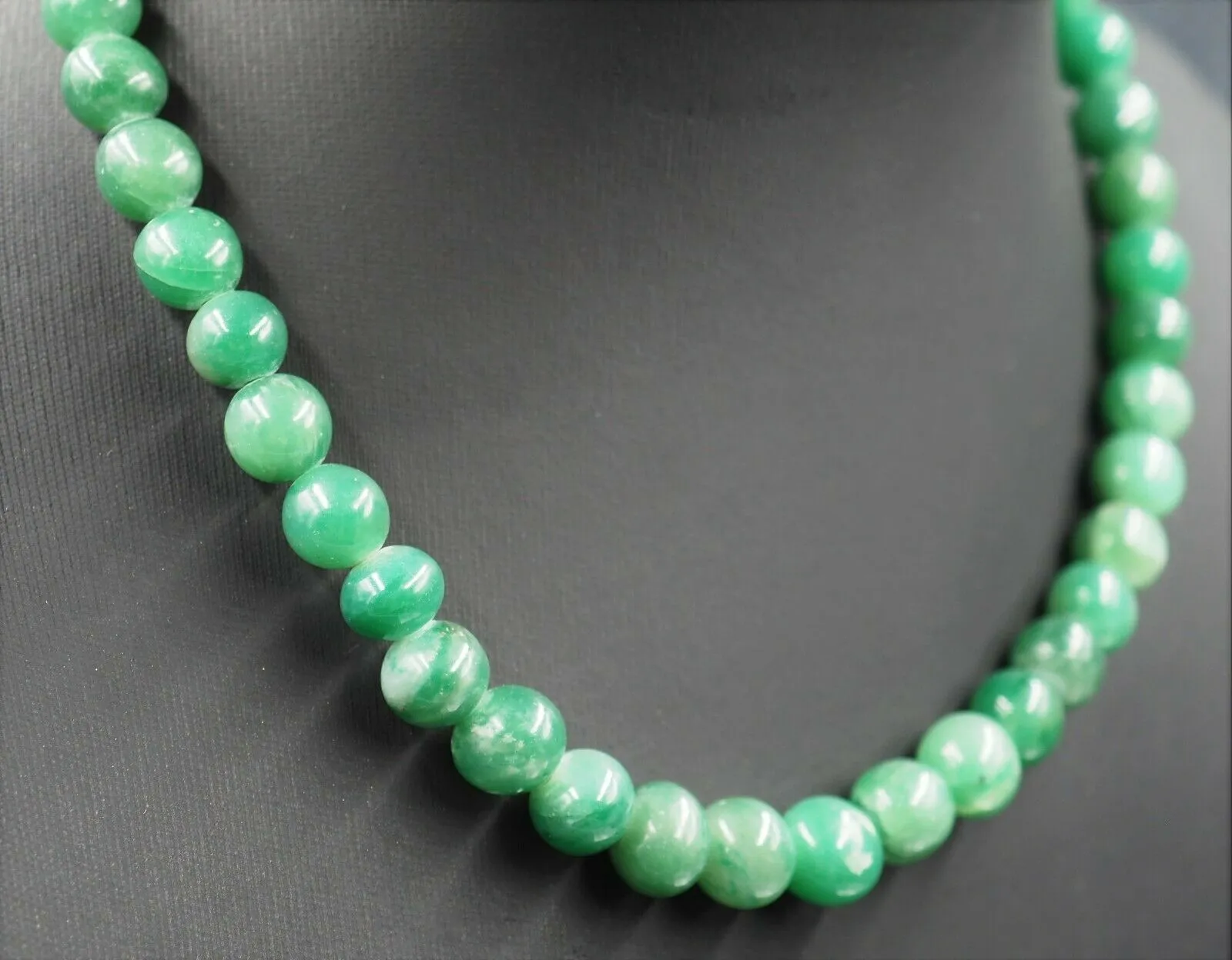 Beaded Jade Necklace with Screw Clasp