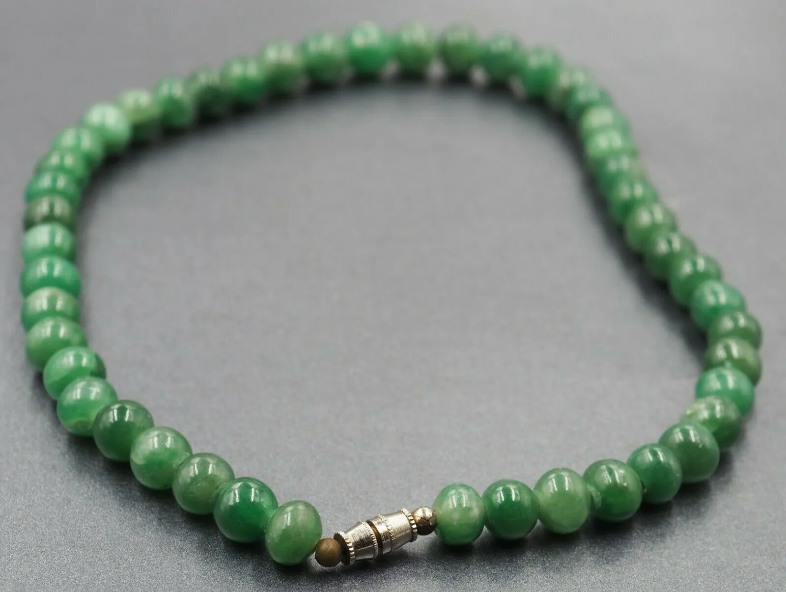 Beaded Jade Necklace with Screw Clasp
