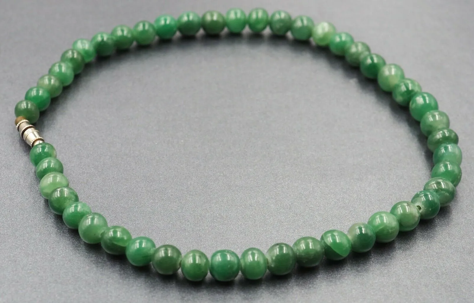 Beaded Jade Necklace with Screw Clasp