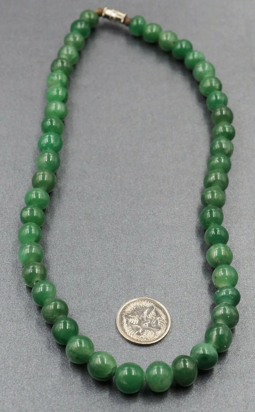 Beaded Jade Necklace with Screw Clasp
