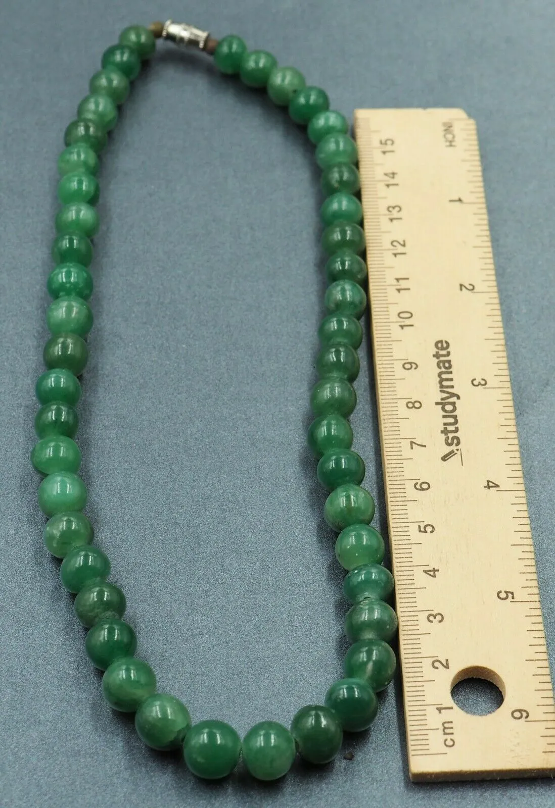 Beaded Jade Necklace with Screw Clasp