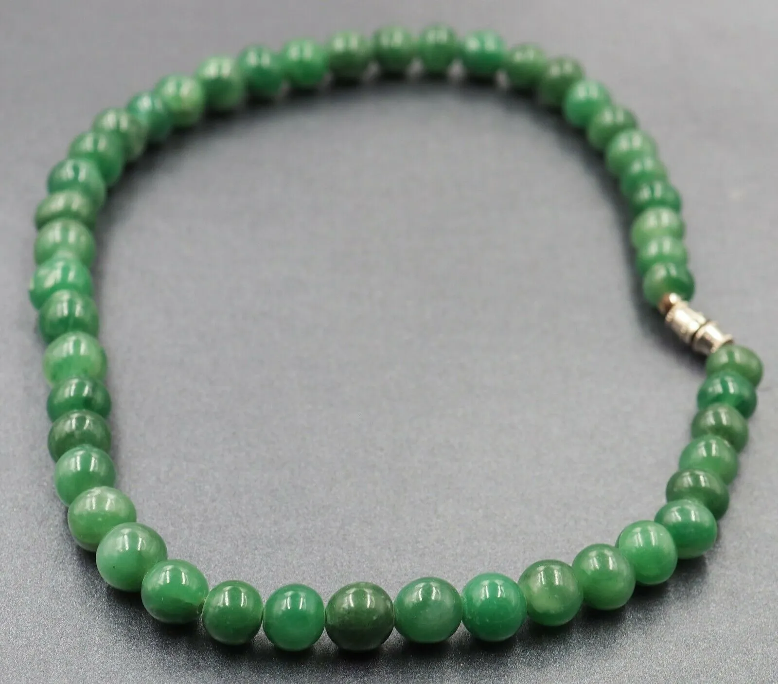 Beaded Jade Necklace with Screw Clasp