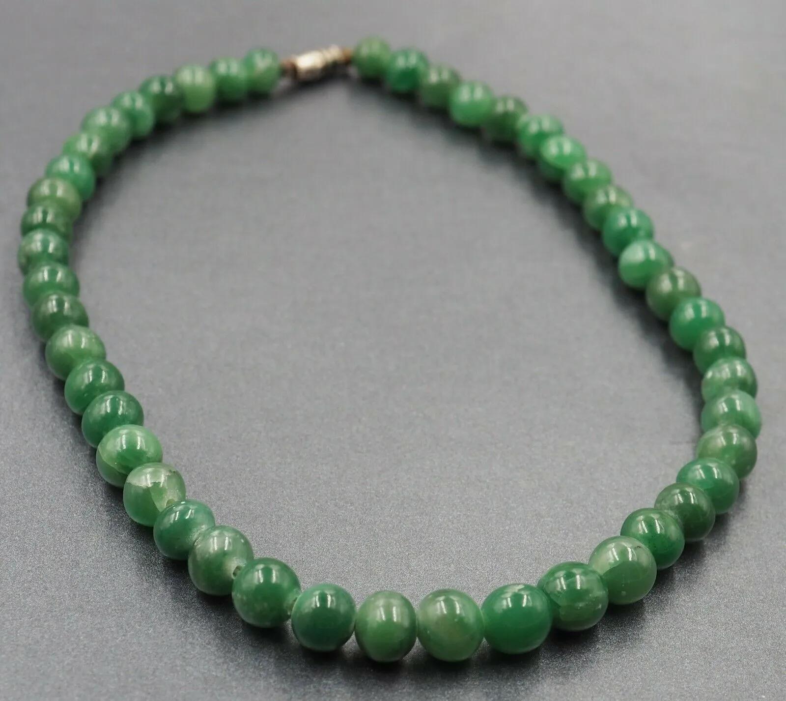 Beaded Jade Necklace with Screw Clasp