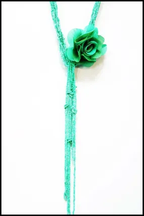 Beaded Necklace with Flower