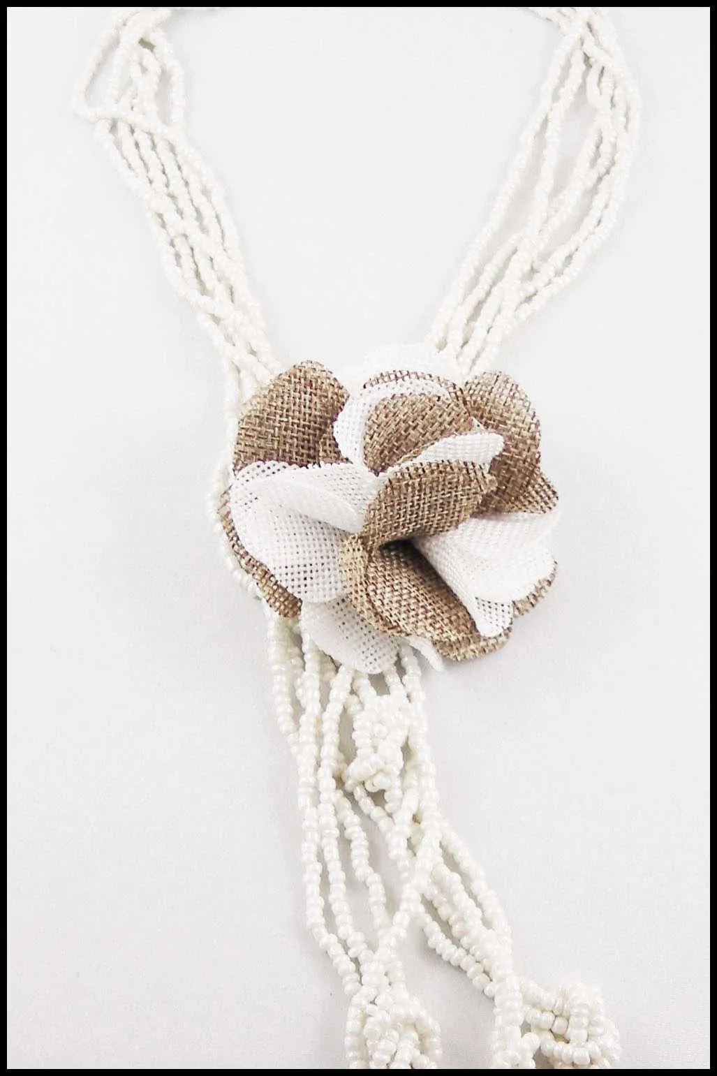 Beaded Necklace with Flower