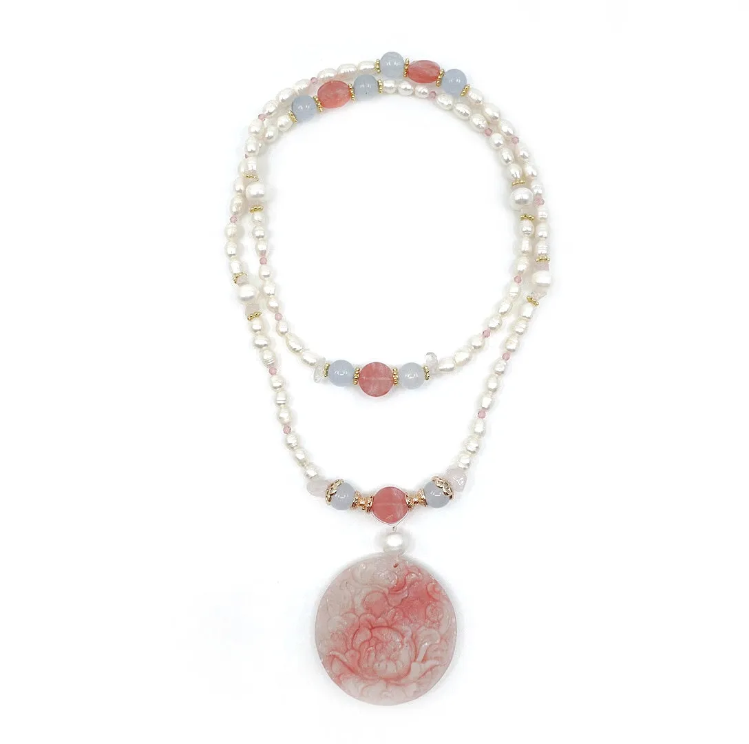 Beaded Tree Peony Pearl Necklace