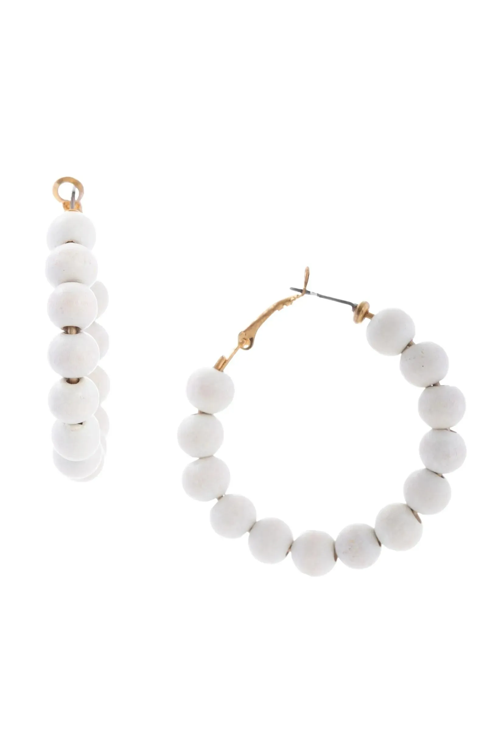 Beaded Wood Hoop Earrings