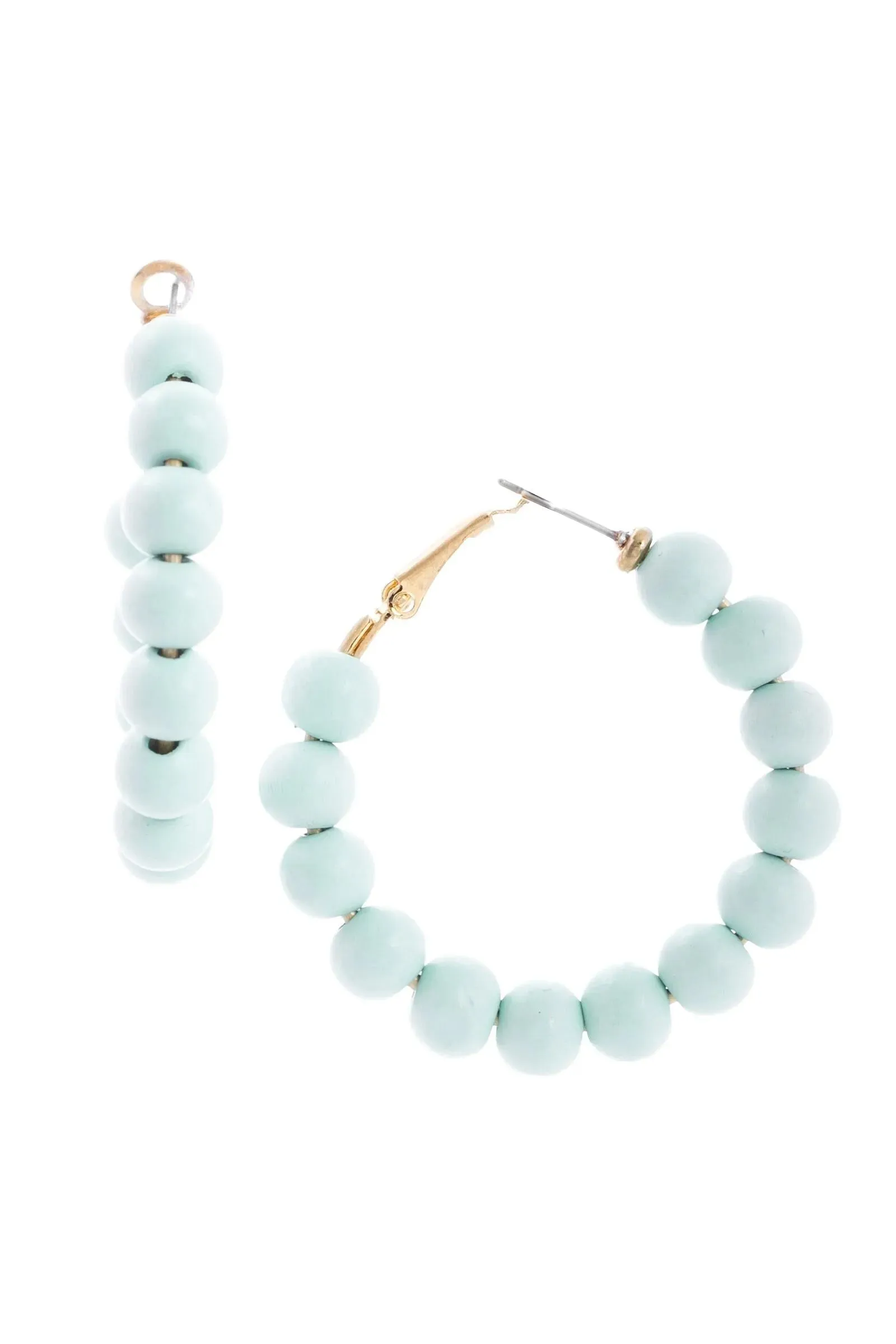 Beaded Wood Hoop Earrings