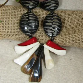 Big Rare Horn Zebra Matric & Tusk Statement Necklace