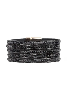 Black Suede Beaded Bracelet