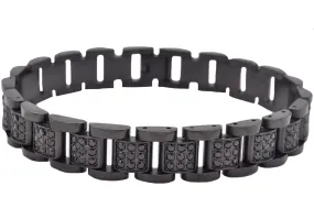 Blackjack Men's Bracelet Black SS & Black CZ BJB256B