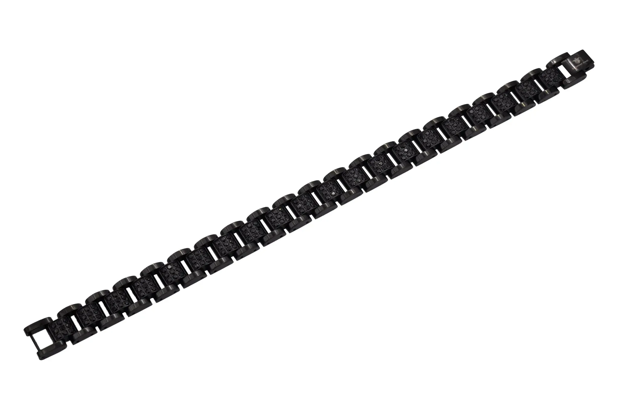 Blackjack Men's Bracelet Black SS & Black CZ BJB256B