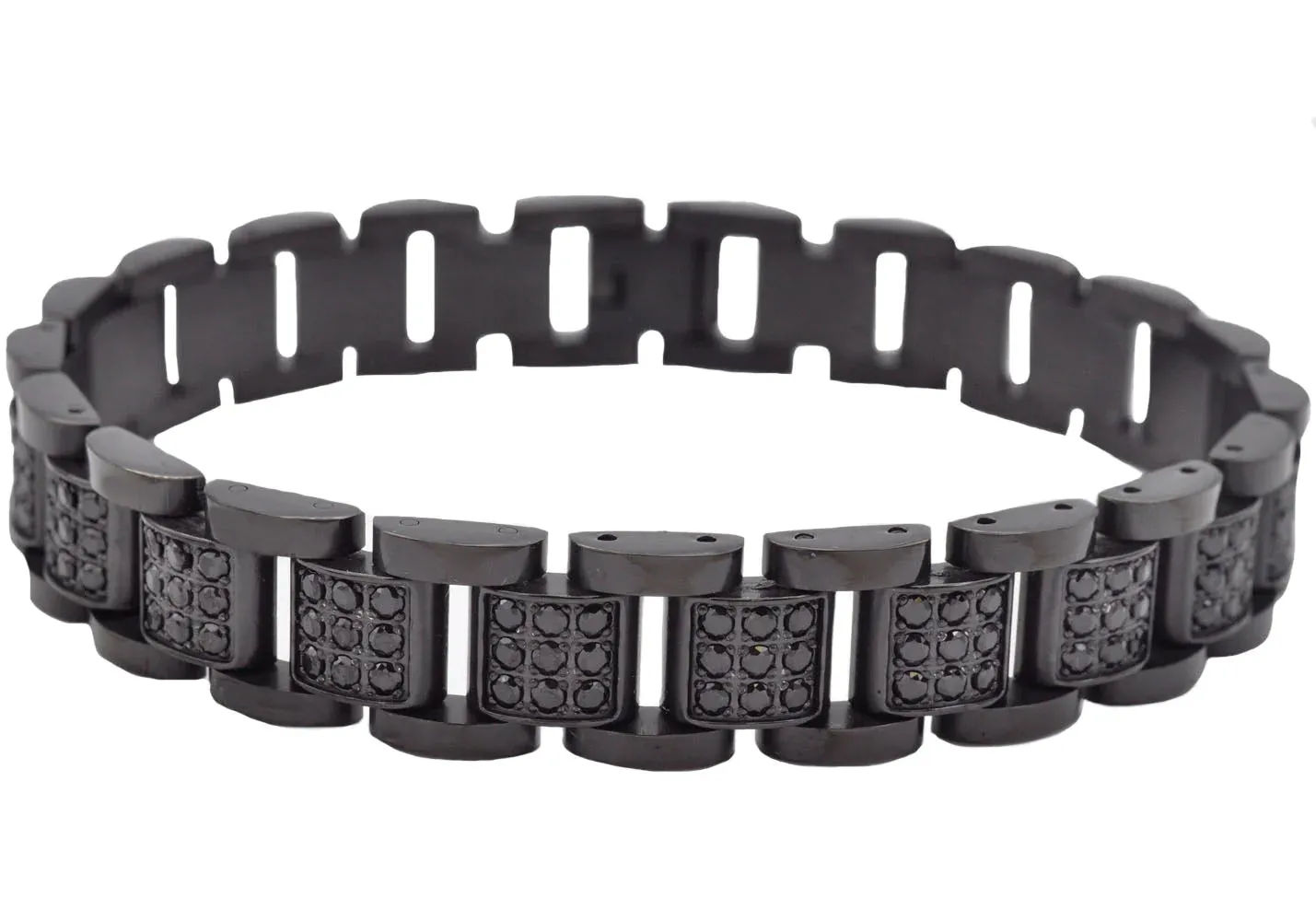 Blackjack Men's Bracelet Black SS & Black CZ BJB256B