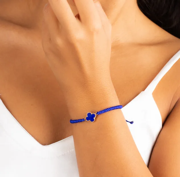 Blue Clover Cord Bracelet