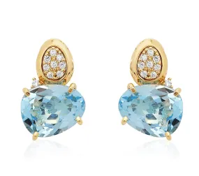 Blue Topaz & Diamond Drop Earrings