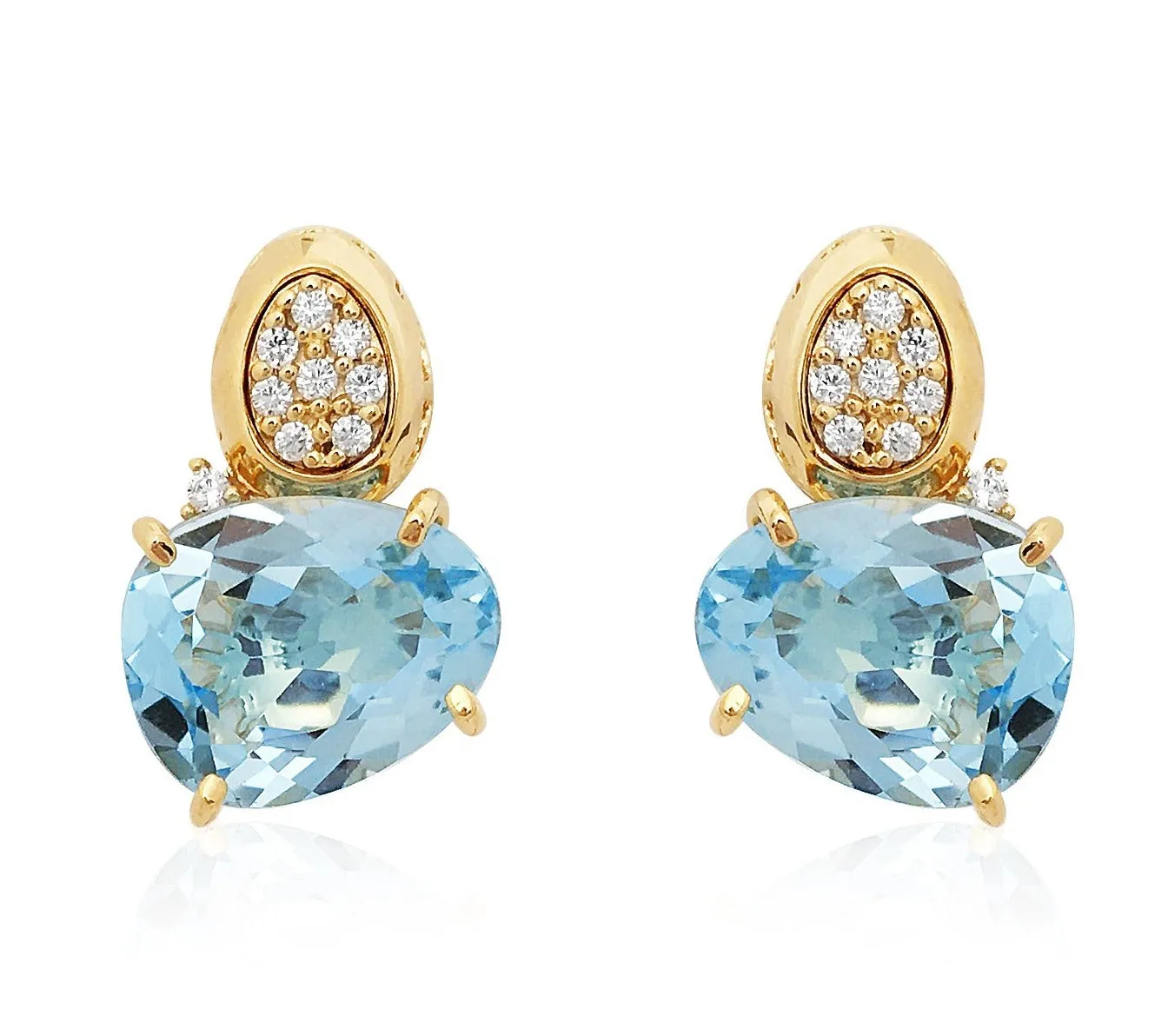Blue Topaz & Diamond Drop Earrings