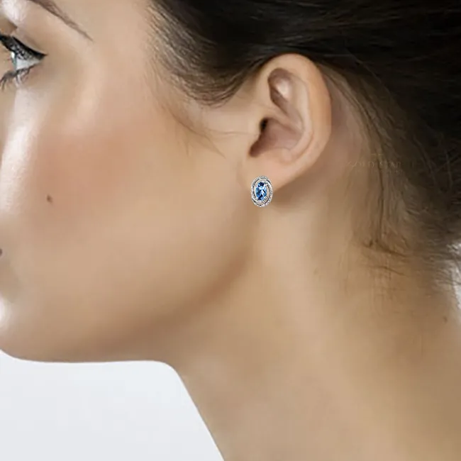 BLUE TOPAZ & DIAMOND EARRINGS