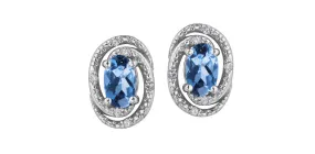 BLUE TOPAZ & DIAMOND EARRINGS