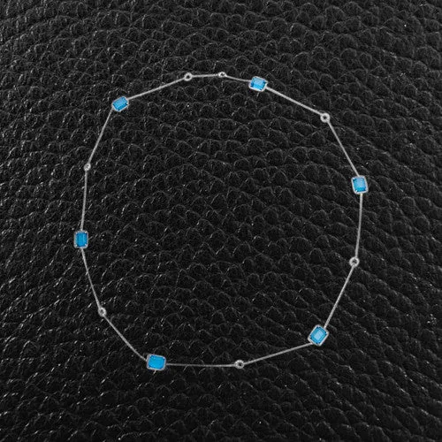 Blue Topaz & Diamond Necklace
