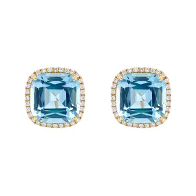 Blue Topaz and Diamond Earrings