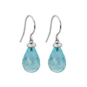 Blue Topaz Briollette Dangle Earrings